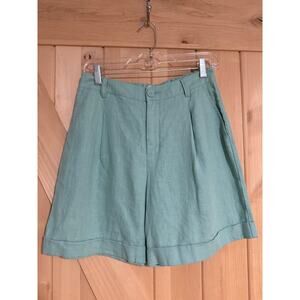 Garnet Hill | Linen Trouser Shorts in Pale Cyan | Size 2